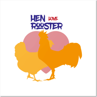 Hen Love Rooster Posters and Art